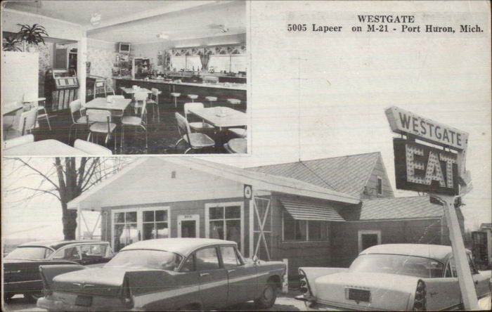 Westgate (Curio Cabinet Gift Shoppe, Westgate Garden Center, Hency Grocery) - Old Post Card View